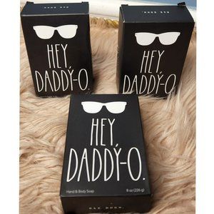 NIB RAE DUNN "HEY DADDY-O" SCENTED HAND & BODY SOAP / SET OF 3
